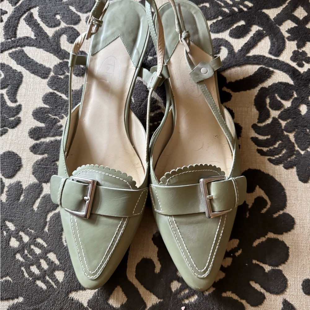 Elegant Green Slingback Women's Shoes